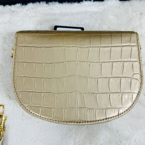 MCM Mode Travia Crossbody Bag Gold Croco Embossed with 24K Gold Plated Logo NWT - Picture 7 of 13